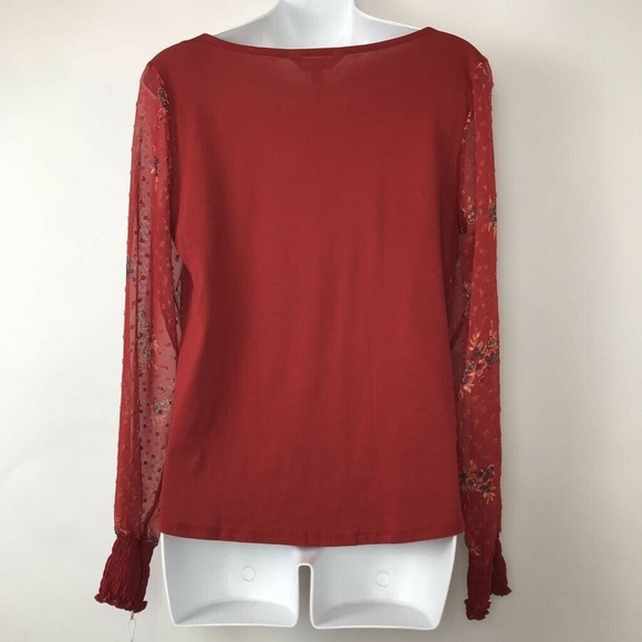 Lauren Conrad Swiss Dot Smocked Blouse Floral XS - Picture 6 of 8